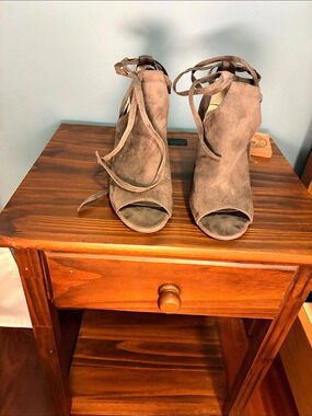 BC Brown Suede-Look Lace-Up Heels Size 8